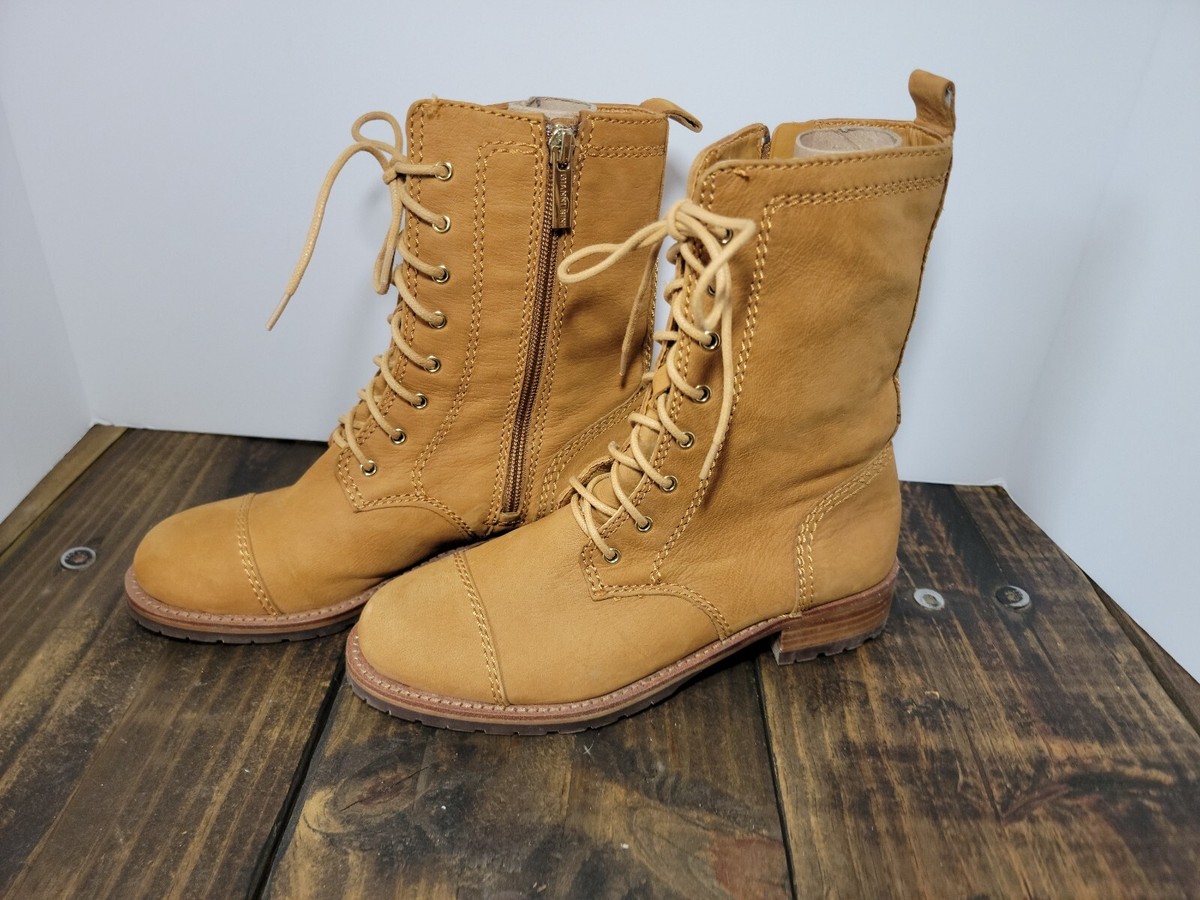Gianni Bini Tan Brown Leather Combat Style Boots Women's Size M