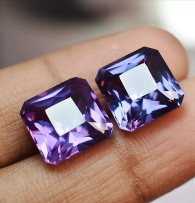 Natural Color Change Alexandrite Asscher Certified Loose Gemstone 10x10 MM 2Pcs