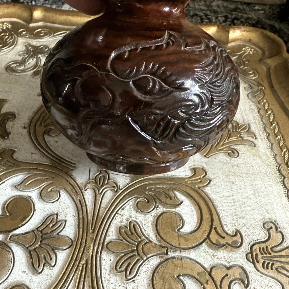 8-дюймовая фарфоровая изысканная деревянная бутылка из тыквы с драконом - Изображение 2 из 4