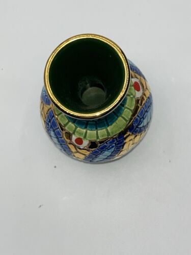Deruta Ceramic 10” Plate Byzantine Mosaic Green Peacock With Bud Vase Italy - Picture 8 of 9