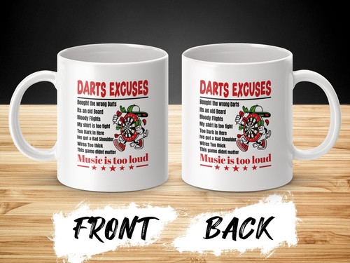 Darts Excuses Mug, Music Is Too Loud Funny Gift for Darts Players & Enthusiasts - Picture 2 of 8