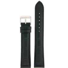 Extra Long Watch Band Black Alligator Grain Leather LEA 1480