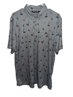 XL Travis Matthew Gray Patriotic Themed 4th of July Statue of Liberty Polo Shirt