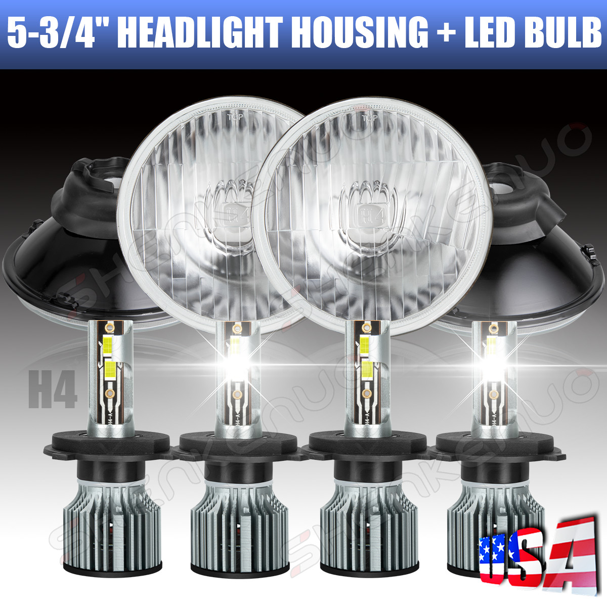 4pcs 5 3/4"5.75 6000k white LED Headlights HI/LO Beam for Pontiac GTO Grand Prix
