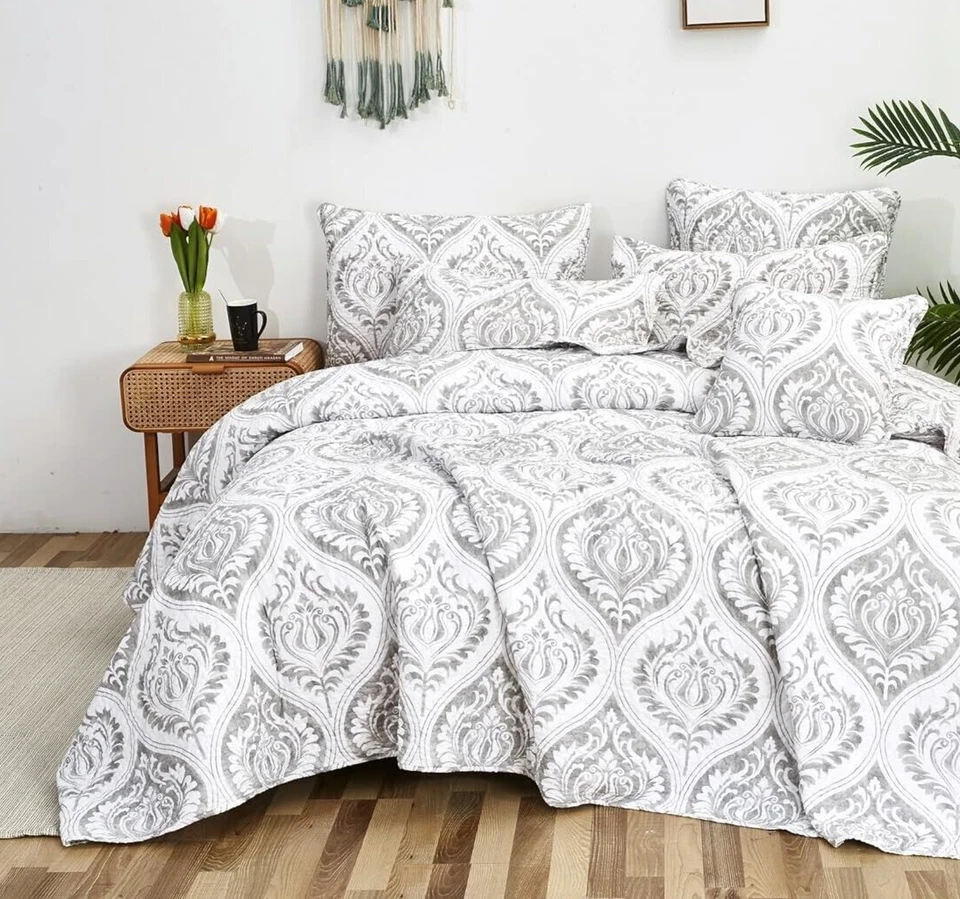 Cobertor de edredón Tache Dreamy Moon Sky Ogee damasco gris jaspeado blanco con defecto Foto 4 de 4