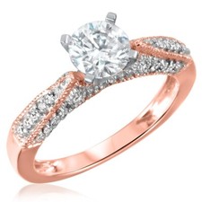 2Ct Round Lab-Created Diamond Women's Engagement Ring 14K Rose Gold Plated