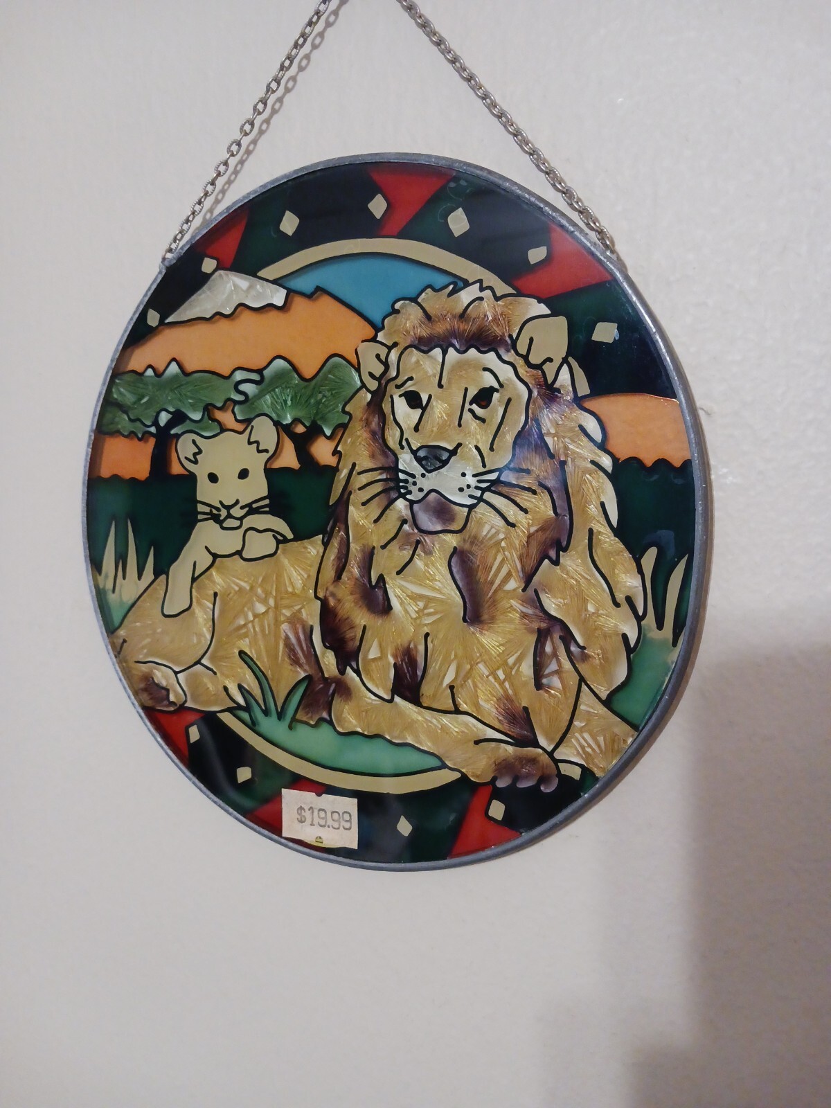 Joan Baker Hand Painted Hanging Window Art Glass Suncatcher Lions eBay