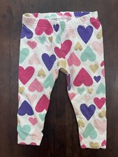 Carter's Baby Girls Gold Glitter Colorful Hearts Full Length Leggings White 6 M