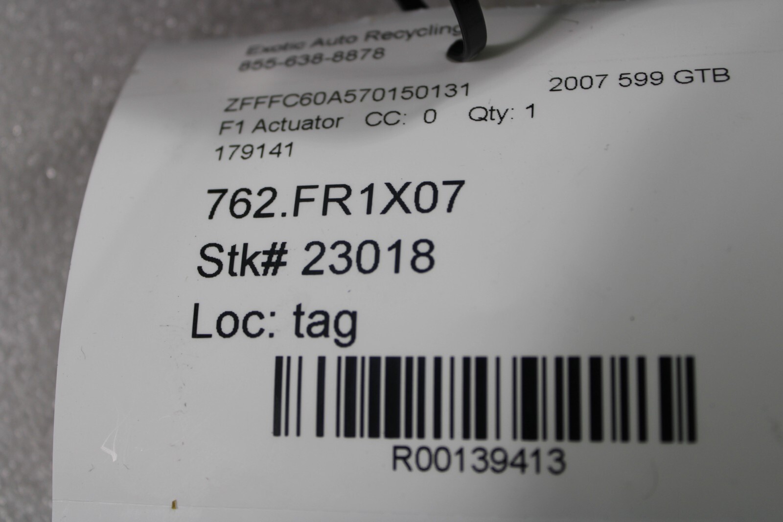 Ferrari 599, 612, F1 Actuator, Used, P/N 179141 s/c 247224