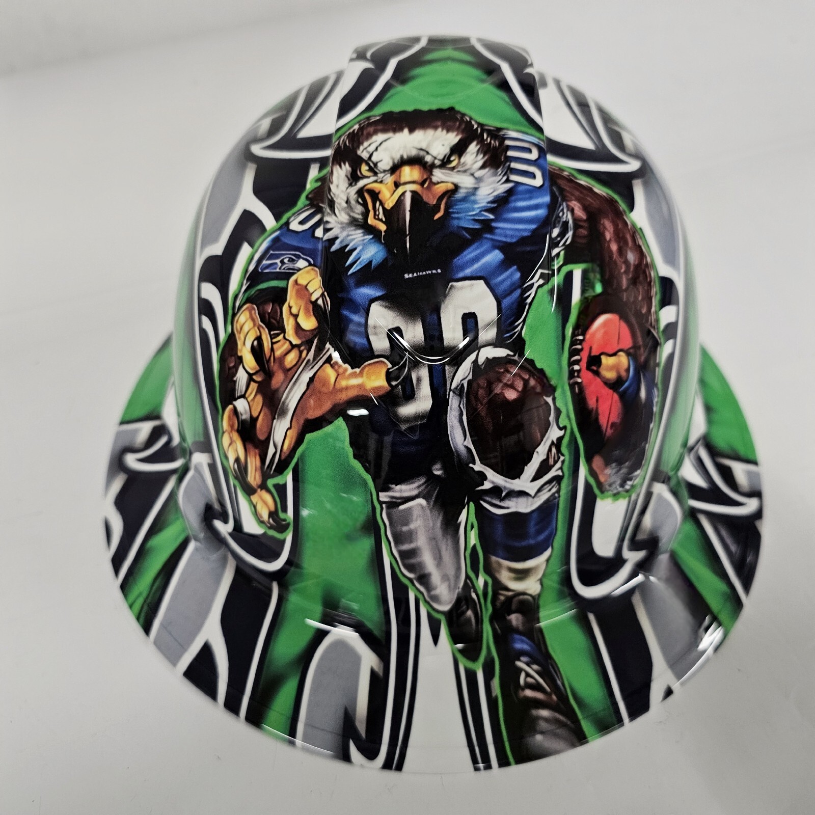 full brim hard hat custom hydro dipped IN SEATTLE SEAHAWKS WITH MASCOT NEW