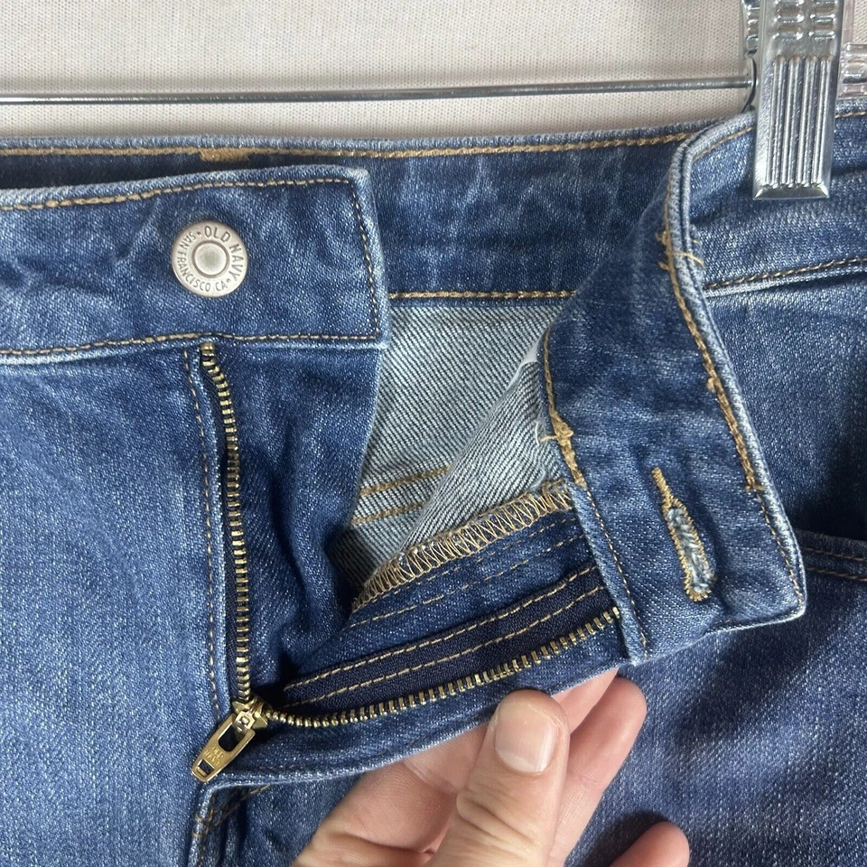 Falda vaquera antigua azul marino para mujer talla 6 mediana lavado azul denim deshilachado dobladillo crudo línea A Foto 2 de 4