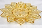 Vintage Federal Glass Yellow Amber Sungold Topaz Petal Plate 6 3/8” 12 Point