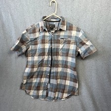 Grizzly Mountain Short Sleeve Plaid Shirt Men's Size L Blue/Gray