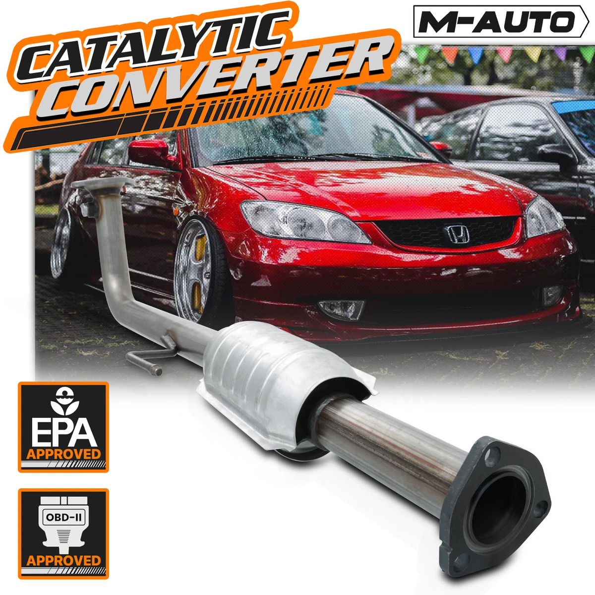 HEAT SHIELD]Catalytic Converter Exhaust Down Pipe For 2001-2005 Honda Civic  EX | eBay