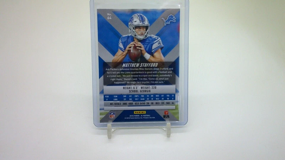 2018 PANINI XR #64 MATTHEW STAFFORD BLUE /199 - Image 3 of 3