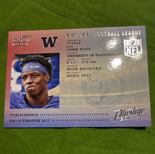 Panini 2017 Prestige NFL Passport John Ross Washington Huskies Rookie Card #W. rookie card picture