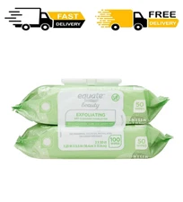 Exfoliating Wet Cleansing Makeup Remover Facial Wipe, Twin Pack NEW 100 Wipes