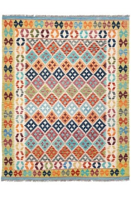 NavaRugs Kelim Teppich 203x158cm Afghan Handgewebt Orientteppich Wolle Kilim Rug