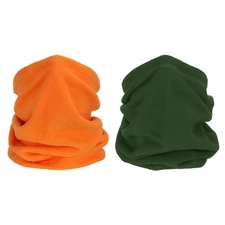 Winter Neck Warmer, 2pcs Drawstring Windproof Neck Gaiter, Army Green, Orange