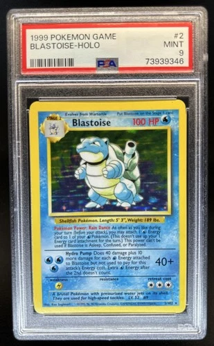 1999 Pokemon Unlimited Blastoise Rated Rookie Error Card Rare Holo #2/102 PSA 9