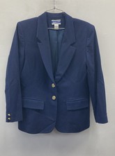 Vintage Pendleton Women's Navy Blue 100 Virgin Wool Blazer Jacket USA Sz 8 P