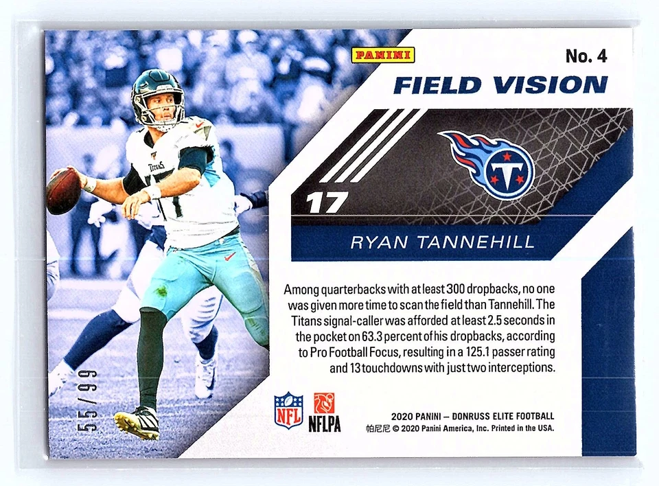 Ryan Tannehill 2020 Donruss Elite #4 Field Vision Red #/99 - Image 2 of 2