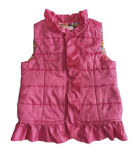 Lilly Pulitzer Girl s Cora Puffer Vest Pink Size M 6-7 Ruffle Neck Coat Jacket