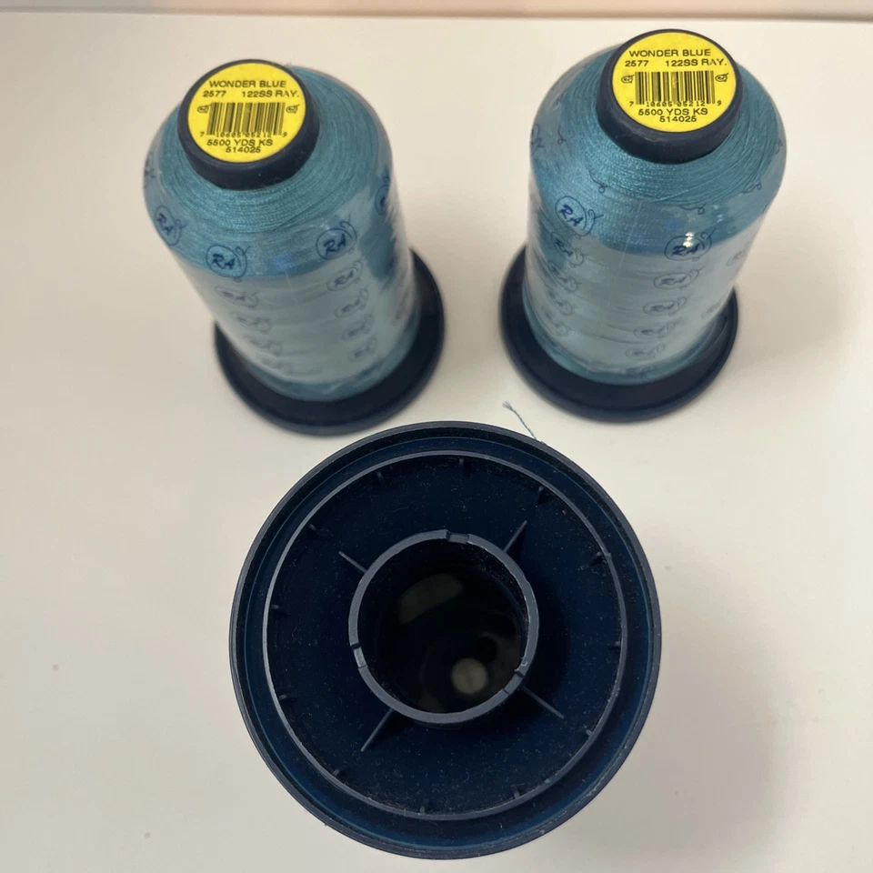 Lot Of 3 Robison-Anton Rayon Embroidery Thread 5500 Yards Wonder Blue 514025 - Image 3 of 3