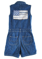 Polo Ralph Lauren Girls Denim Romper Jumpsuit Size 7 Jean American Flag Shorts