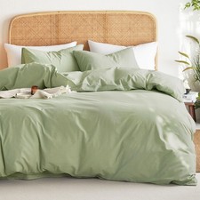Sage Floral Green Duvet Cover Set - 100 Cotton, 3 Pcs, Queen Size3