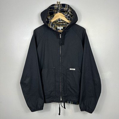 Engineered Garments Jacke schwarz Tartan Kapuze Made in USA Oi Polloi, Herren Large