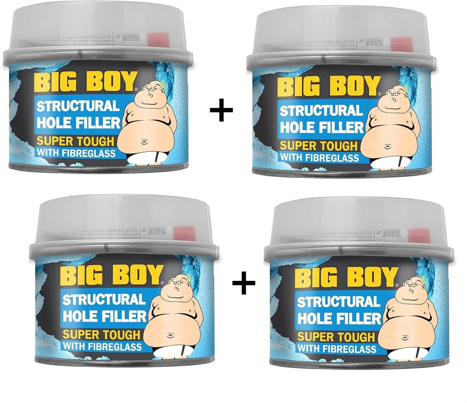 4x Big Boy Body Work Panel Repair Glass Fibre Hard Filler Flexi Car Bike Marine