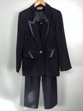 Vintage 80s Valentino Chemises Metallic Stripe Tuxedo Suit Italy Pants Set S/M