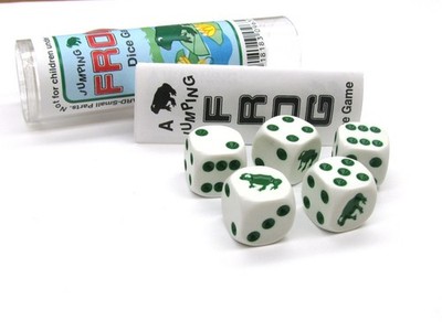 Koplow Games Frog Dice Game - White with Green Pips D6 16mm (5/8in)