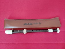 Aulos G Recorder Sopranino Black  White  Case Used OOB