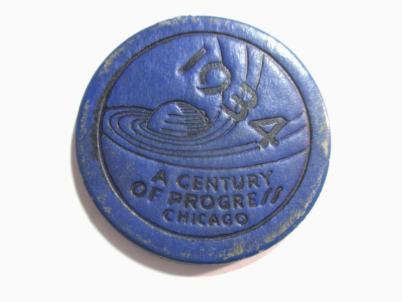 1933-34 CENTURY OF PROGRESS CHICAGO WORLD'S FAIR PRESSED COMPOSITE POKER CHIP