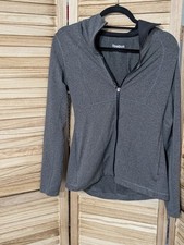Reebok Jacket Womens Full zip Gray Size Small Thumb Holes Lightweight Dri Fit