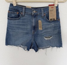 Levi's High-Rise Cut Off Denim Shorts Distressed Blue Women's Size 6 W28