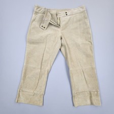 Vtg Y2K Wilsons Maxima Suede Leather Pants Cropped Leg Rhinestone Button Midrise