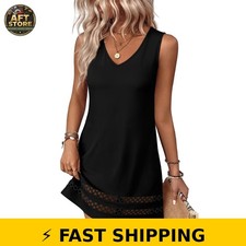Sipaya Casual V Neck Summer Dress for Women - Black, Plus Size