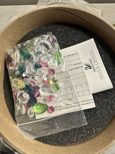 Rare Swarovski Silver Crystals Bird Bath W Colorful Crystals & Box 7460 NR 108 - Picture 10 of 14