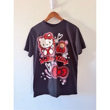 Hello Kitty Sanrio Allover Front Back Graphic T-Shirt Women's Medium