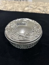 Glass Vanity Jar with Silver Plate Mirrored Lid, Vintage