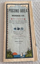 VINTAGE ALFRED PATTON INC MONROE COUNTY POCONO AREA MAP - SKIING-RESORTS-PARKS
