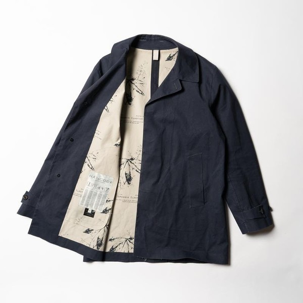 Men Mackintosh Trench Coat Navy Cotton 38 / M / 46