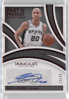 2021-22 Immaculate Past and Present Signatures Red 23/25 Manu Ginobili Auto 1d3a