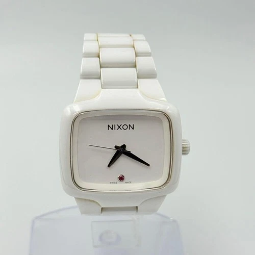 Nixon Ceramic Player Watch Ruby Automatic 100M Water Resistant White Women's