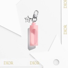 Dior Lipstick Case Pink Cosmetic Holder Keychain Luxury Accessory Travel Storage