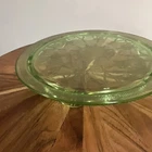 Anchor Hocking Cameo Ballerina Green Depression Glass Footed Cake Plate Uranium