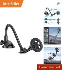 Long Arm Car Phone Holder - Secure Windshield Mount with Strong Suction Cup